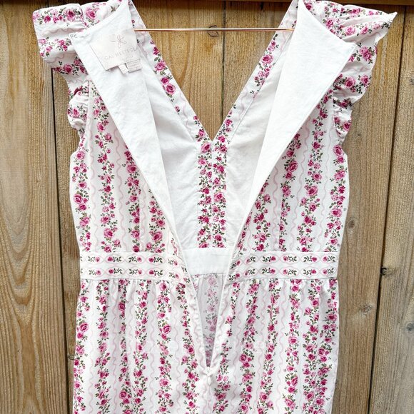 Gal Meets Glam Rosie Dress Size 8 Floral Maxi Dress Pink Rose Ruffle - Picture 7 of 17